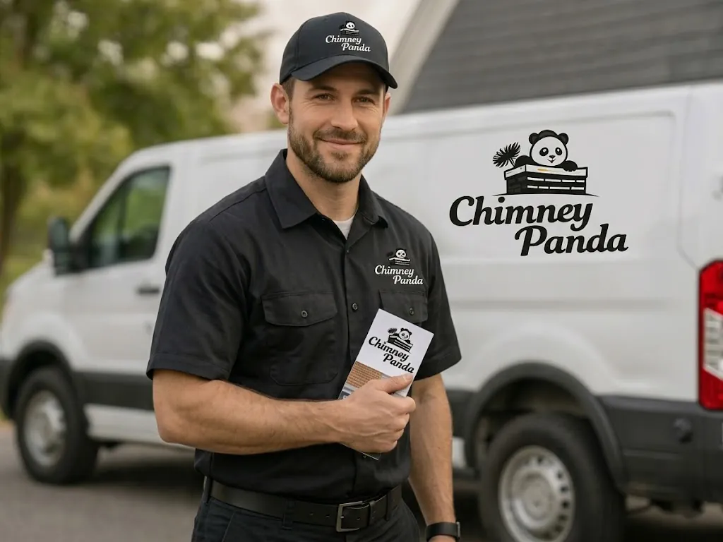 Chimney Panda technician standing by a branded service van